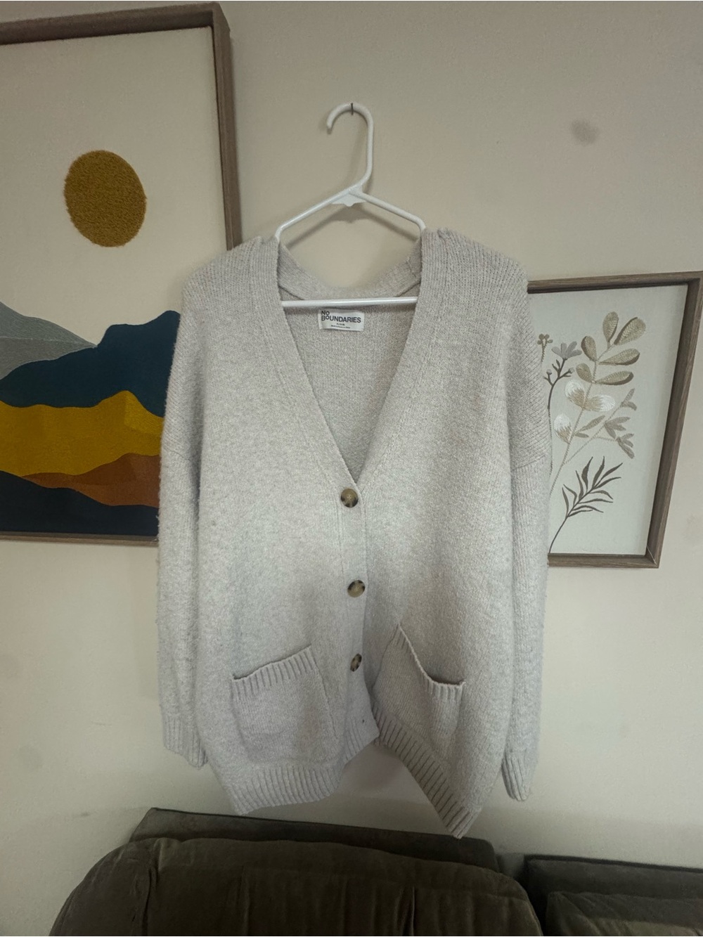 No Boundaries Cream V-Neck Button Cardigan